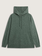Hooded Turtleneck Plain Pullover