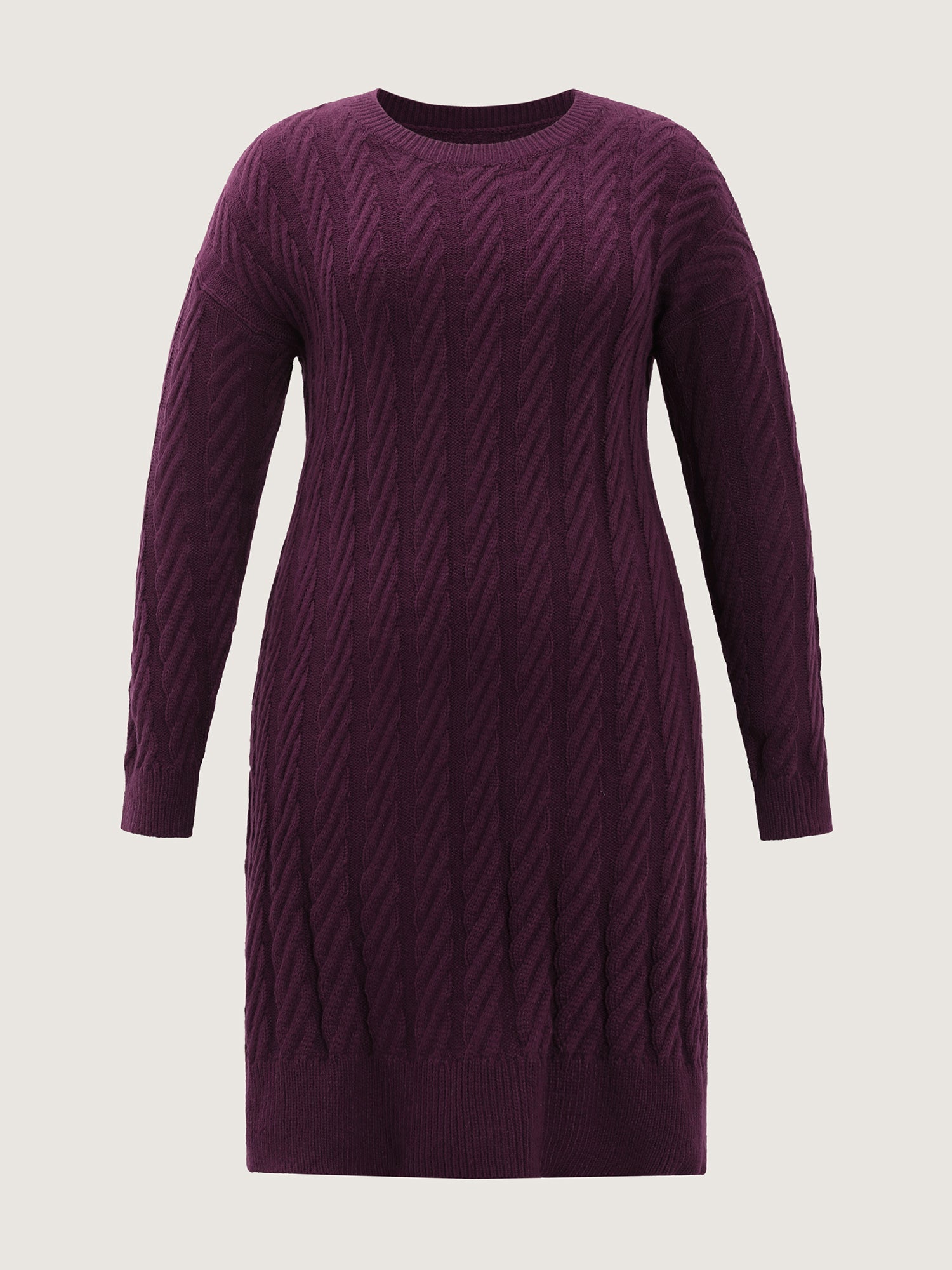Crew Neck Cable Texture Sweater Dress