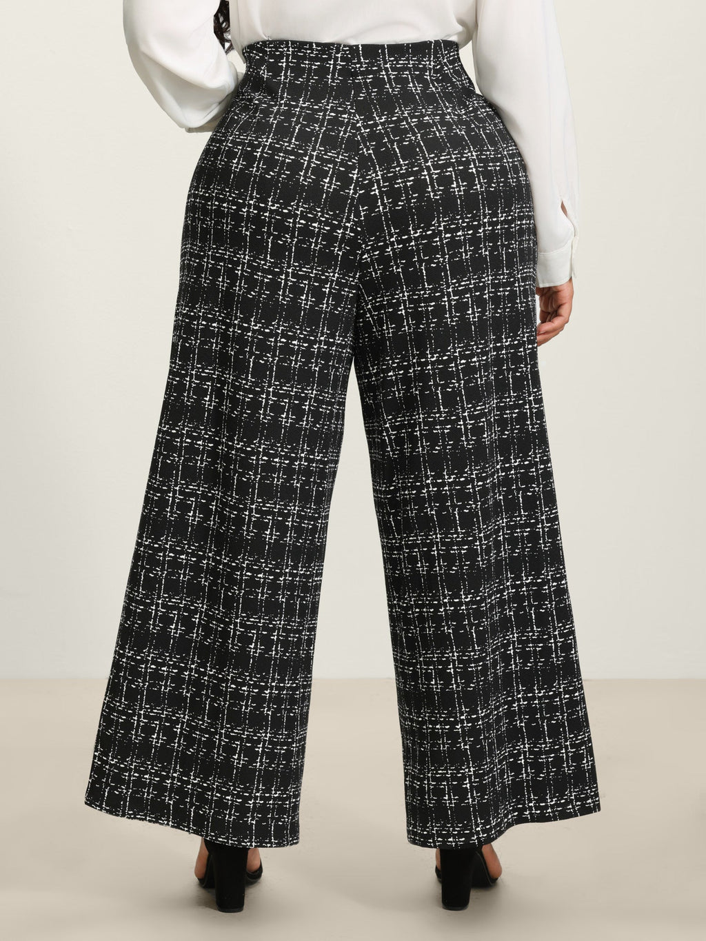Tweed Texture Wide-Leg Pants