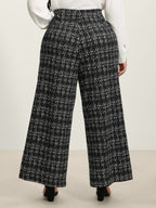 Tweed Texture Wide-Leg Pants