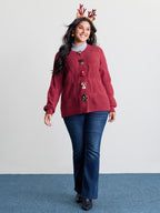 Supersoft 3D Button Cozy Holiday Knit Cardigan