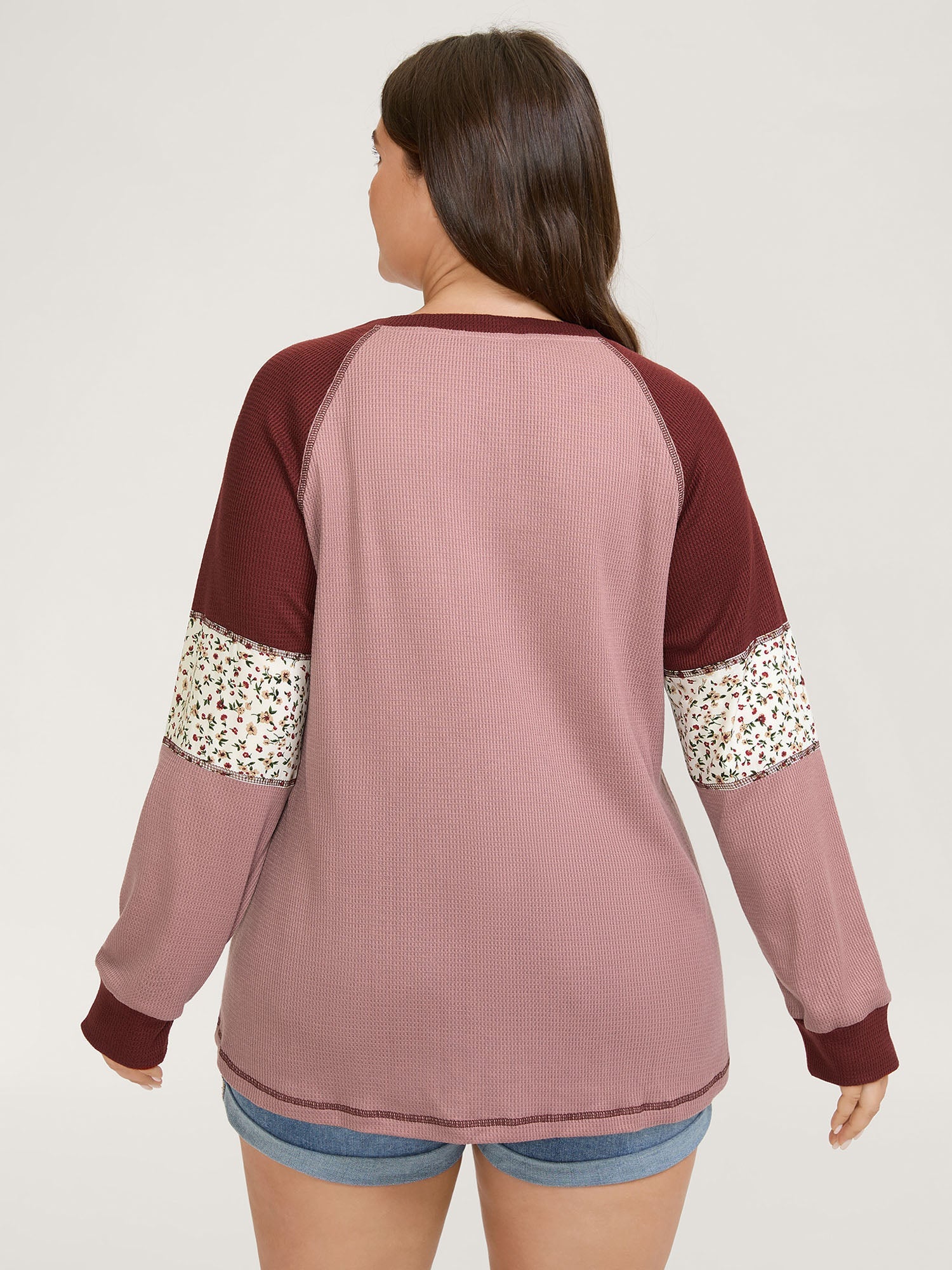 Color Contrast Waffle Knit T-Shirt