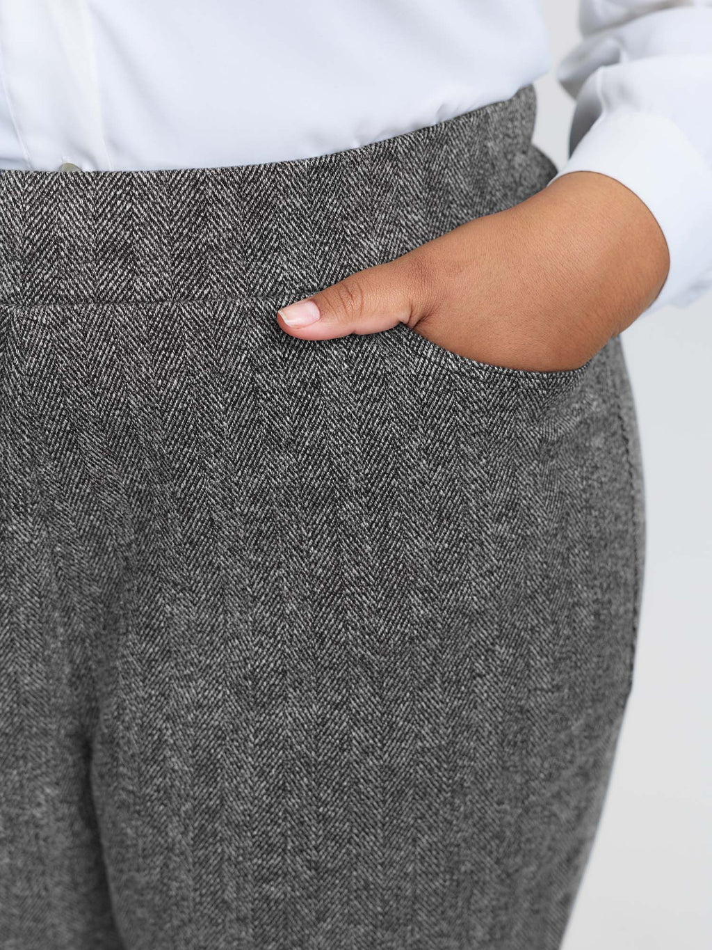 Stretchy Herringbone Pull-On Pants