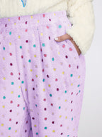 Fluffy Textured Polka Dots Lounge Bottoms
