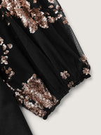 Floral Print Sheer Contrast Midi Dress