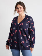 Holiday Candy Patch Pockets Knit Cardigan