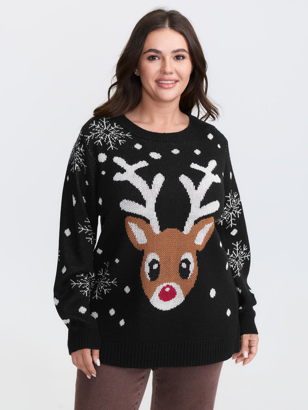 Deer Snowflake Pattern Jacquard Pullover