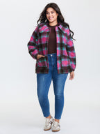 Fluffy Texture Plaid Button-Front Coat