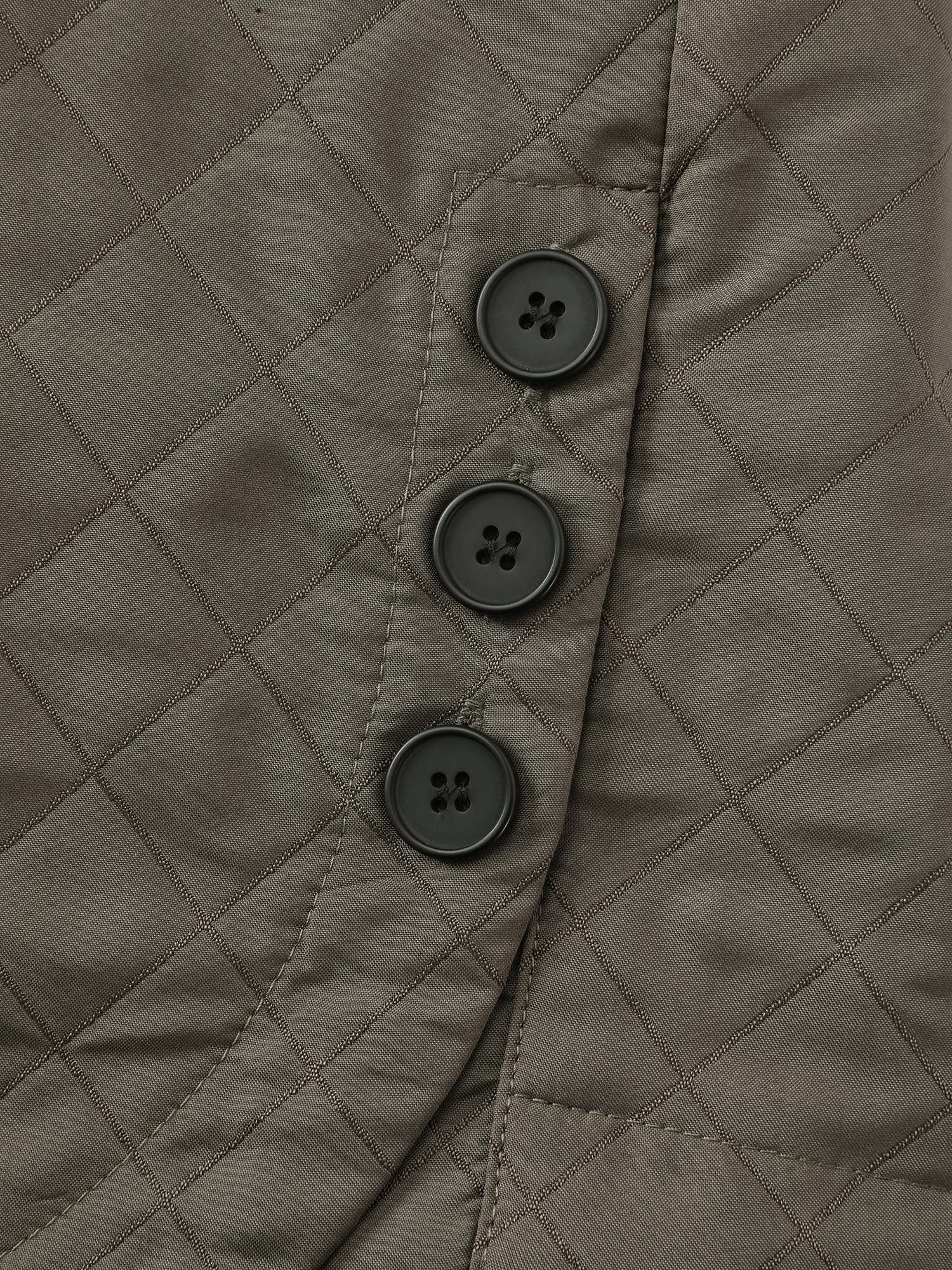 Quilted Button-Front Solid Coat