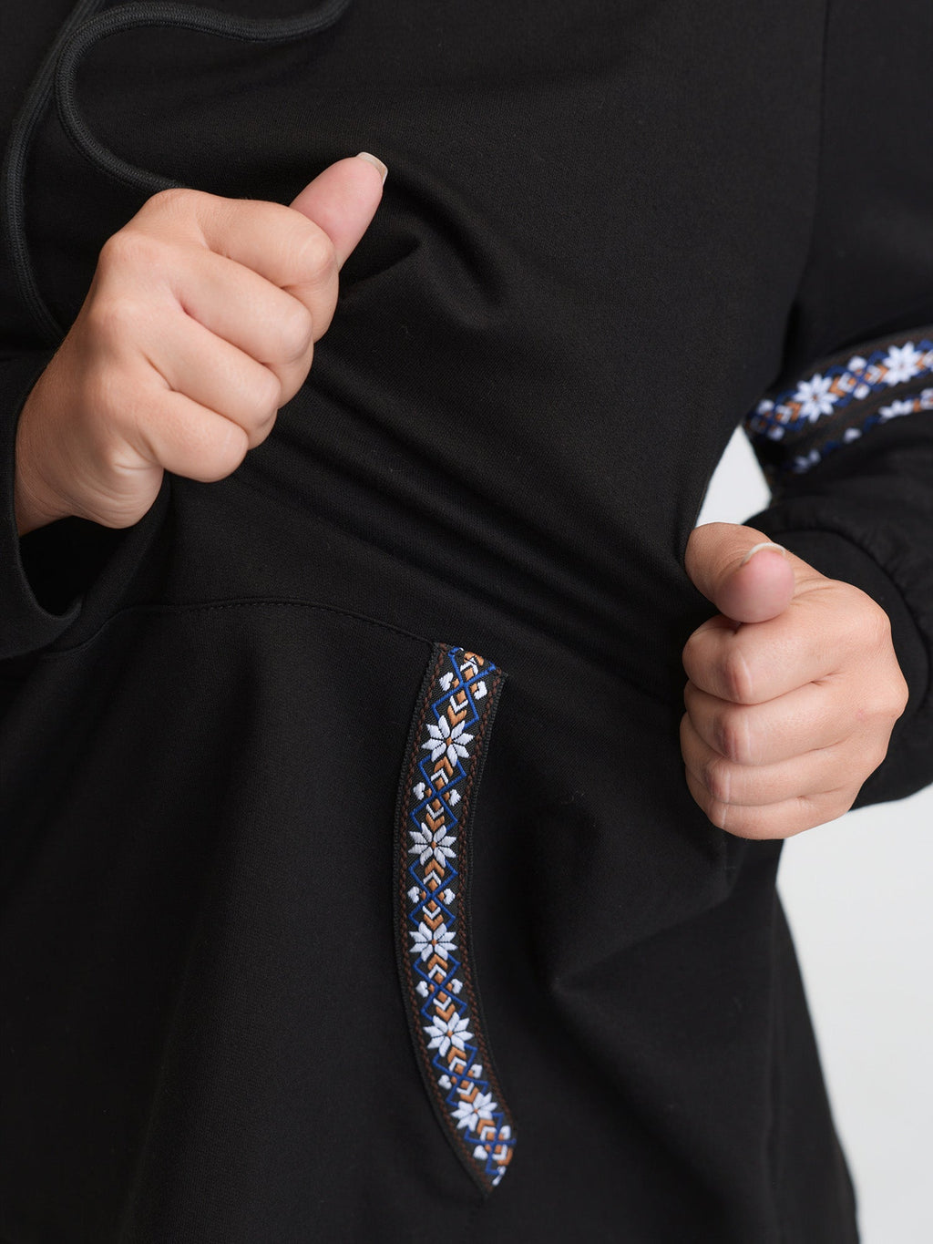 Pure Cotton Stretchy Boho Detail Hoodie