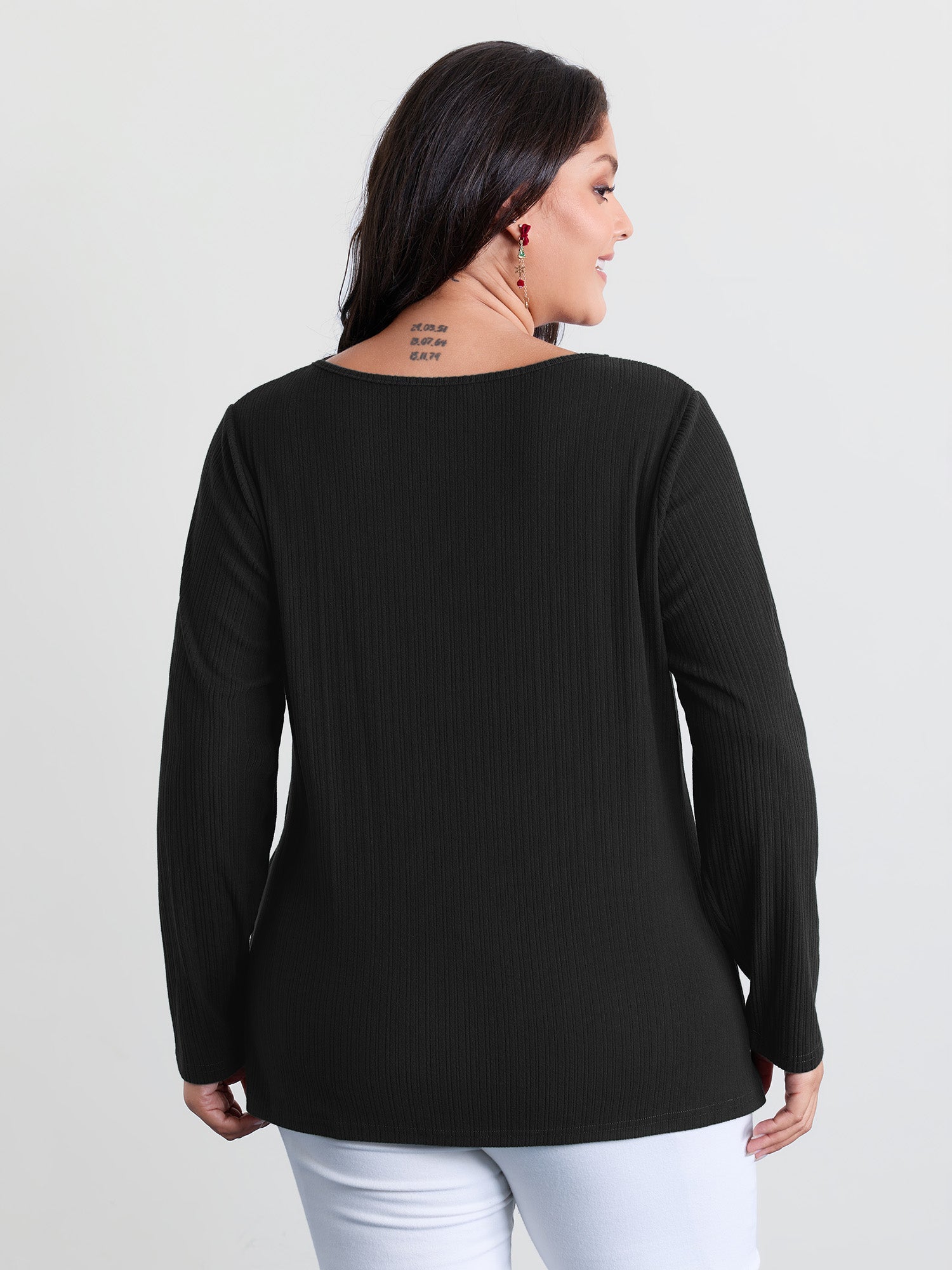 Super Stretchy Ribbed Asymmetrical Neck T-Shirt
