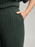 Stretchy Pit Strip Solid Loungewear Set