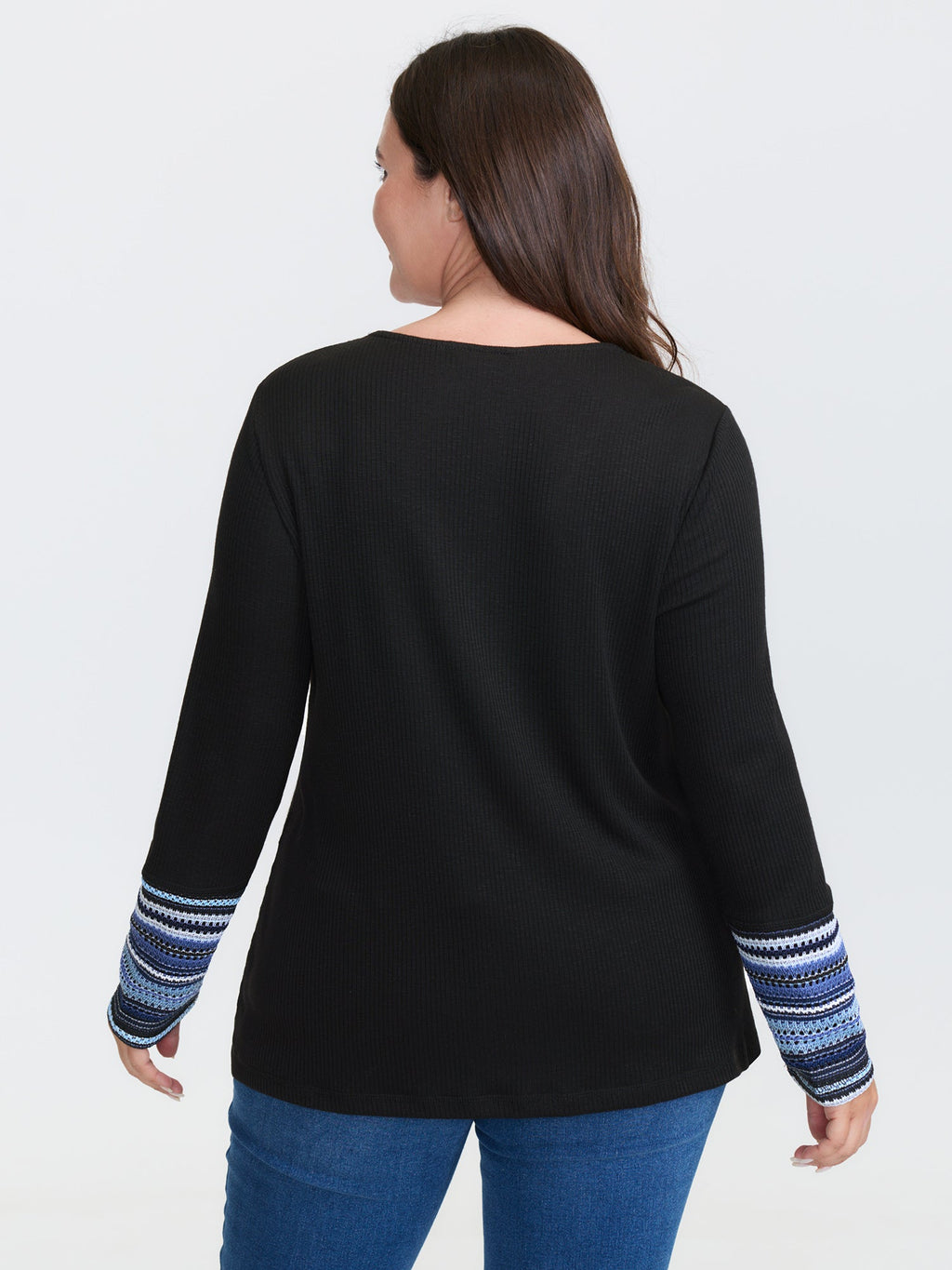 Textured Stripe Contrast Stretchy T-Shirt