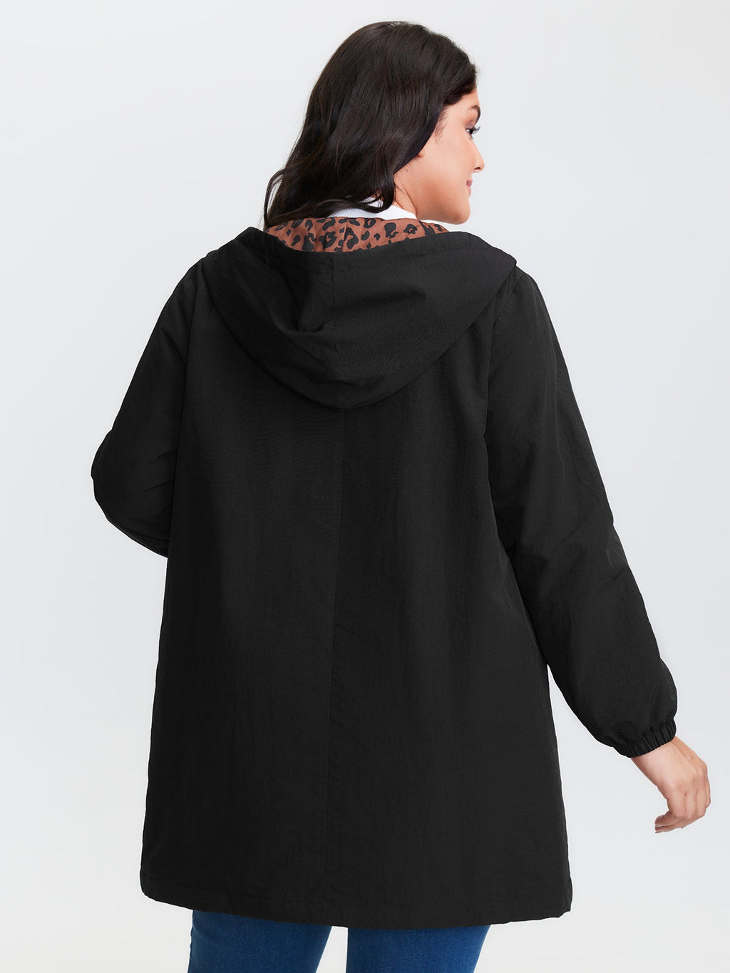 Quilted Mixed Material Hooded Jacket