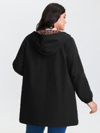 Quilted Mixed Material Hooded Jacket