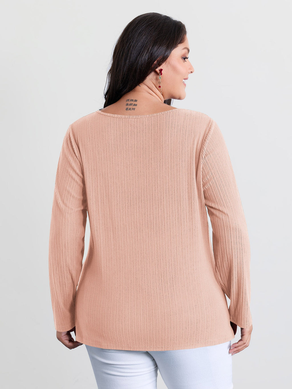 Super Stretchy Ribbed Asymmetrical Neck T-Shirt