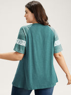 Ditsy Floral Colorblock Contrast Raglan Sleeve T-shirt