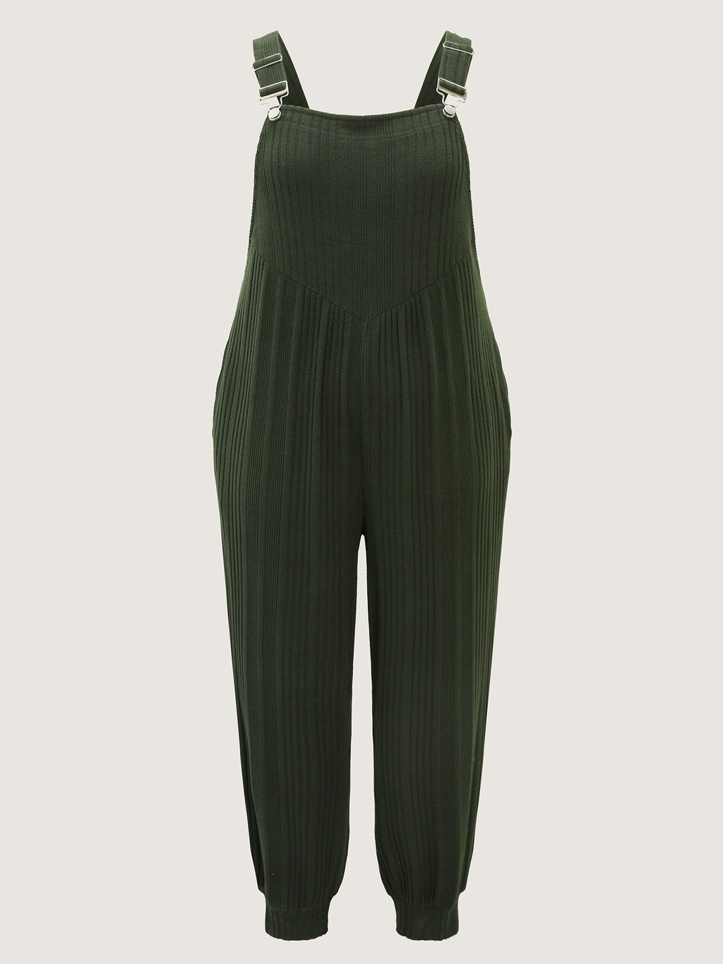 Ribbed Pockets Overall Straps Jumpsuit