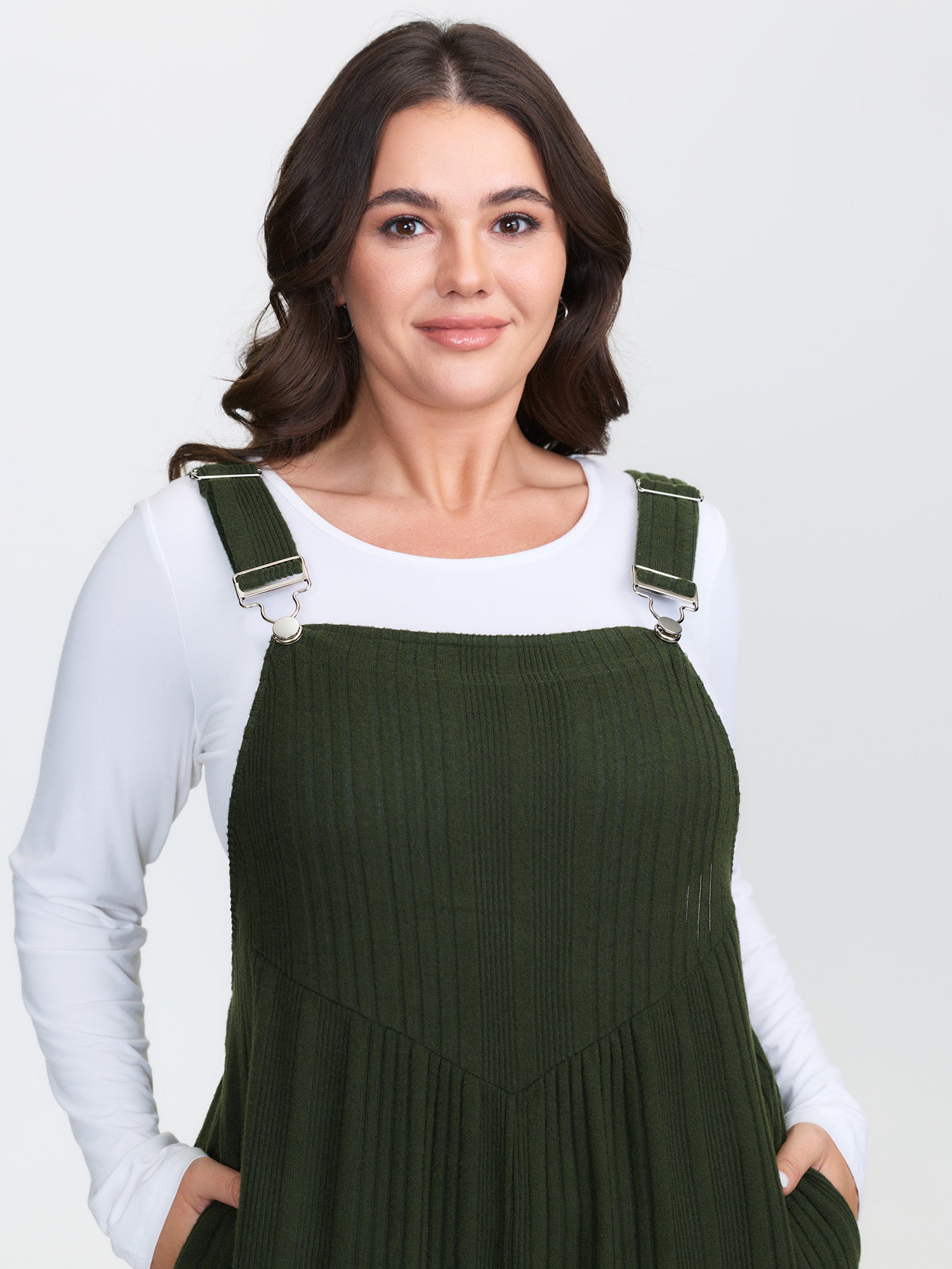 Ribbed Pockets Overall Straps Jumpsuit