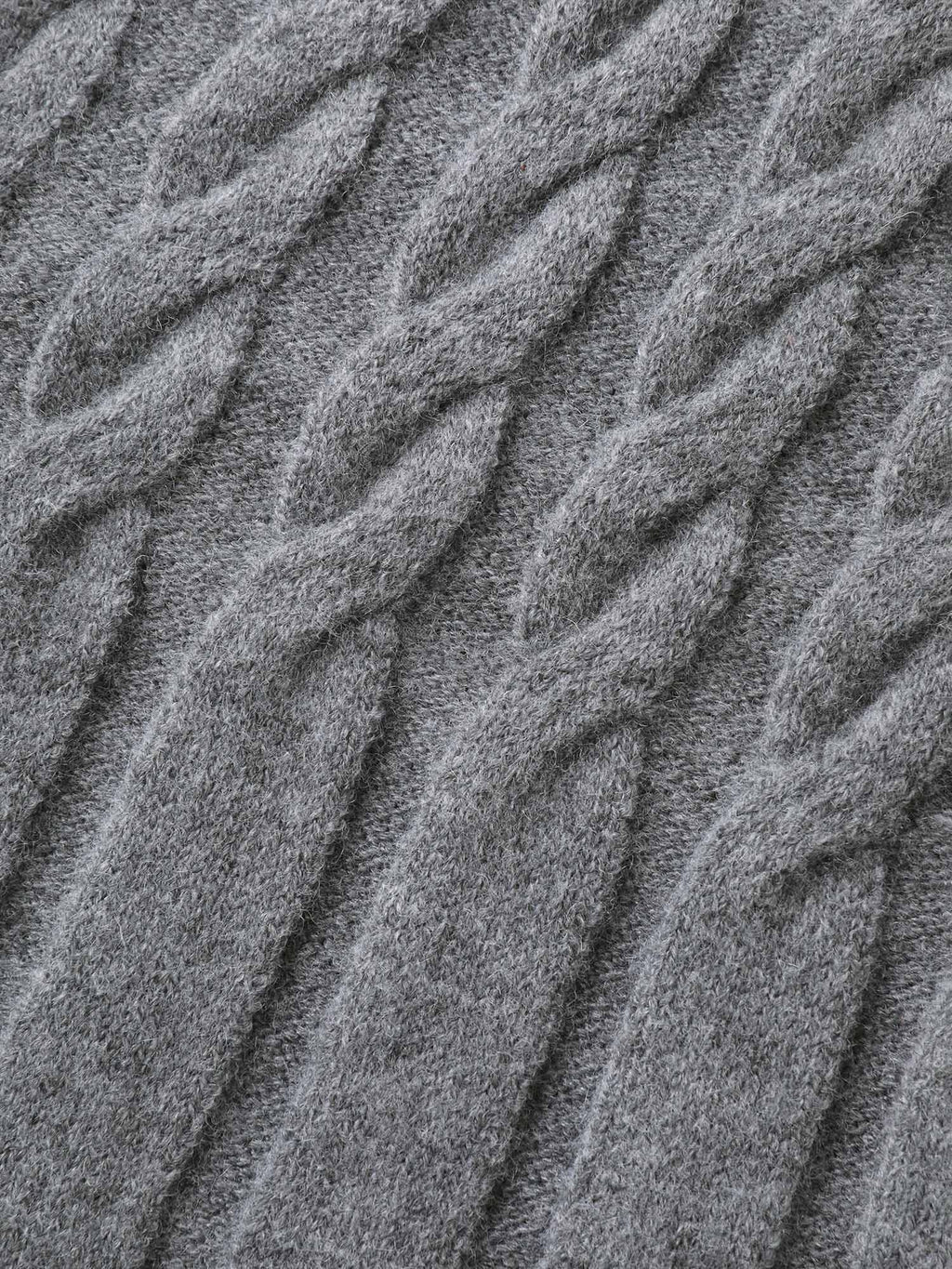 Cable Knit Round Neck Button Knit Cardigan