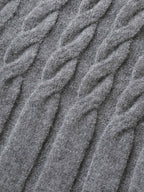 Cable Knit Round Neck Button Knit Cardigan