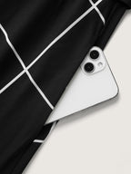 Checkered Print Belted Pockets Midi Dress