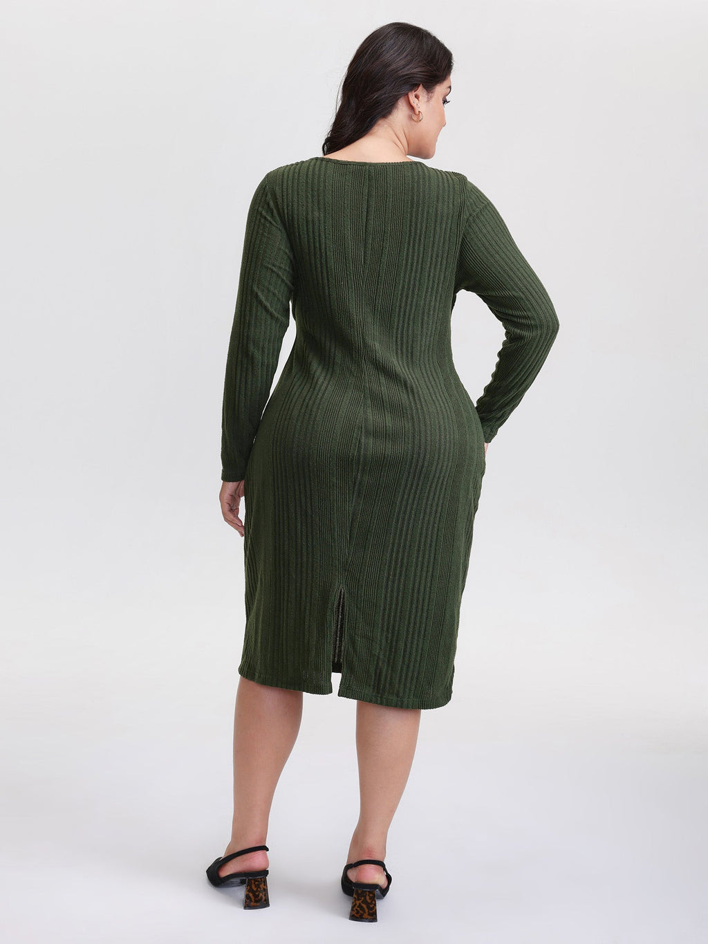 Pit Strip Tie-Knot Slit Sheath Midi Dress