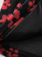 Jacquard Plush Floral Zipper Jacket