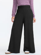 Stretchy Cable Knit Wide Leg Pants