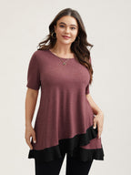 Color Contrast Overlap Hem Flared Top