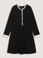 Color Contrast Ruffled Midi Dress