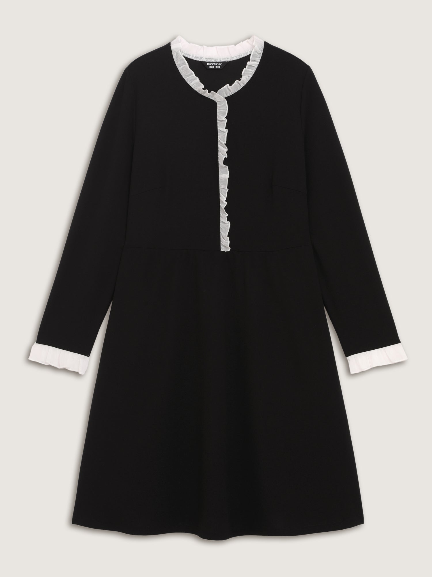 Color Contrast Ruffled Midi Dress