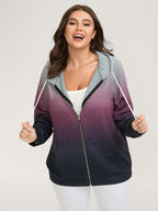 Ombre Gradient Zipper Front Jacket