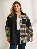 Corduroy Plaid Print Contrast Jacket