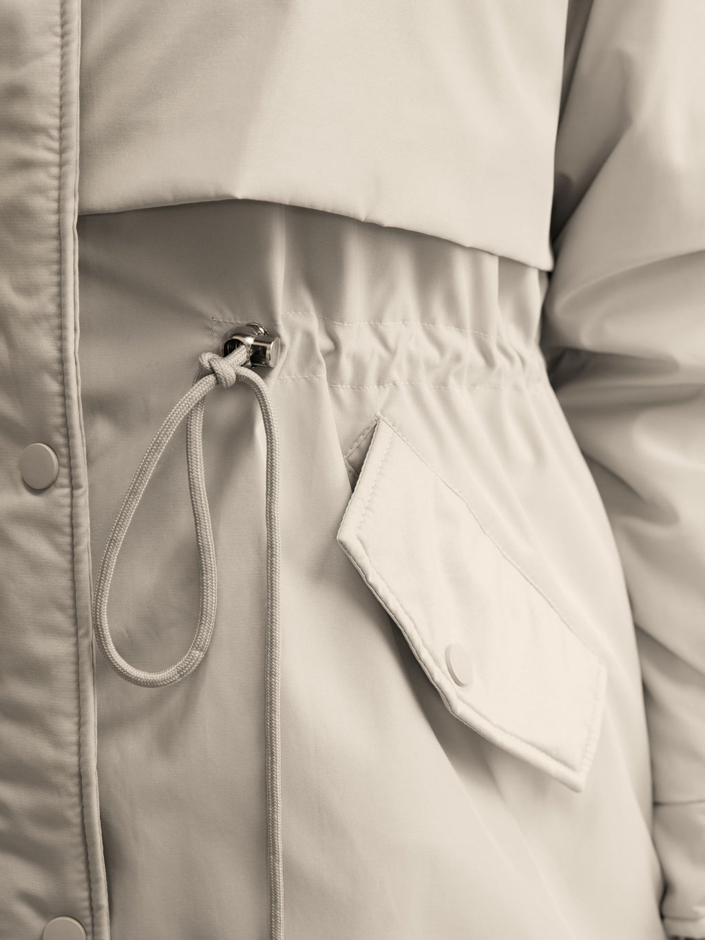 Hooded Drawstring Waist Quilted Jacket