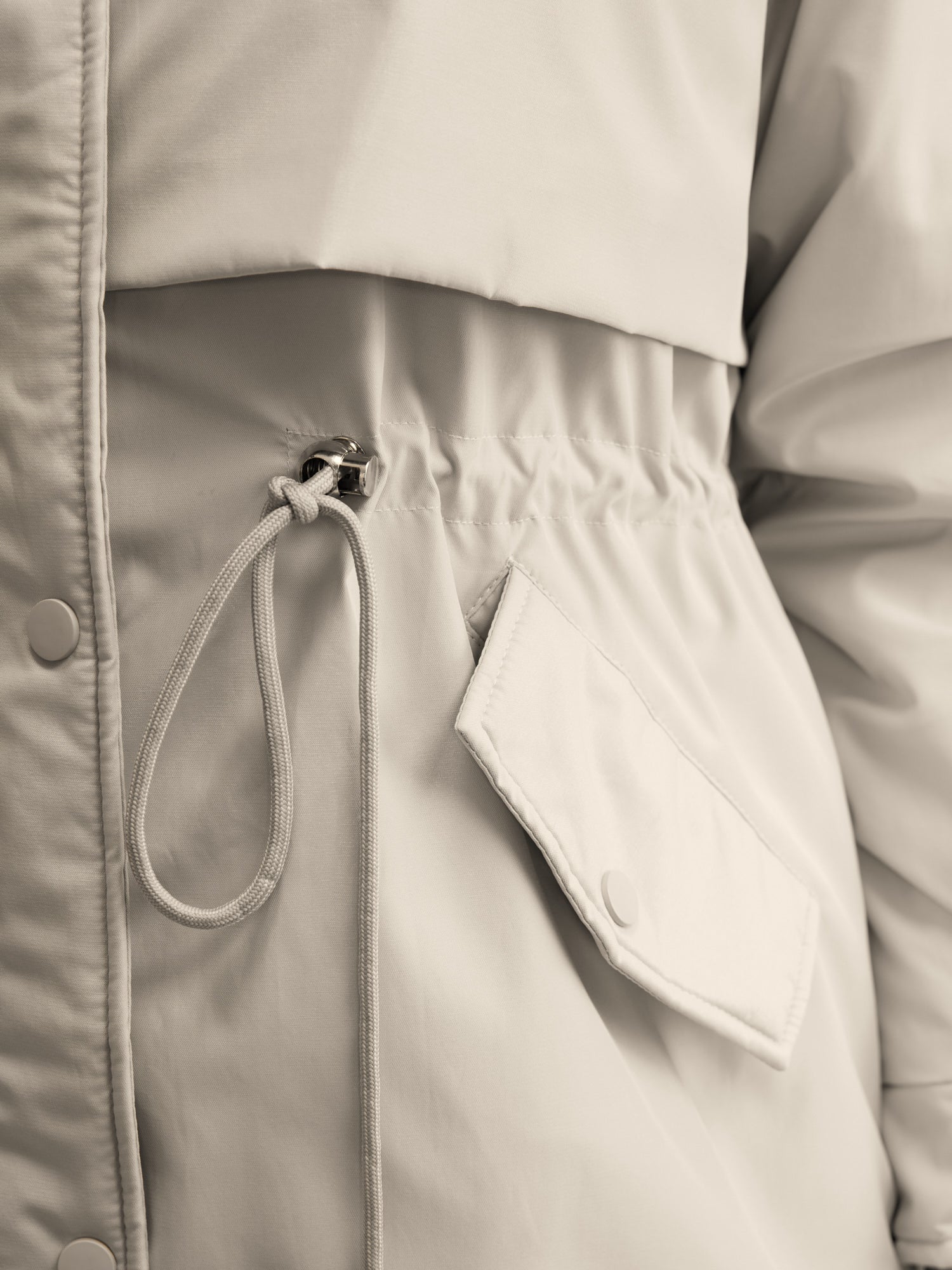 Hooded Drawstring Waist Quilted Jacket