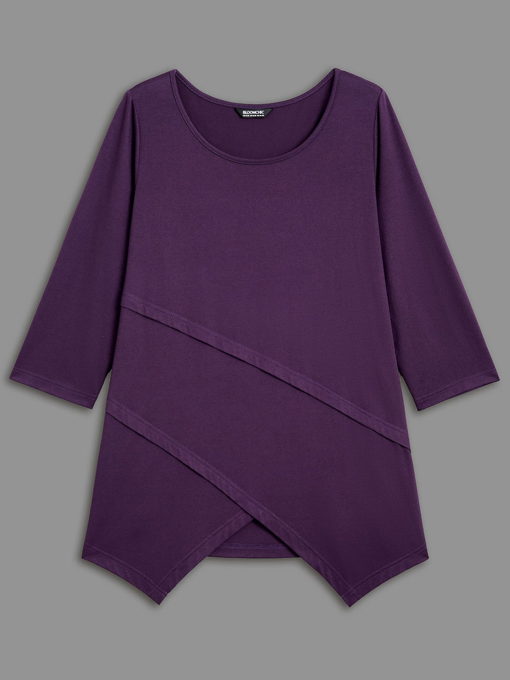 Asymmetrical Hem Overlap Long T-shirt