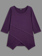 Asymmetrical Hem Overlap Long T-shirt