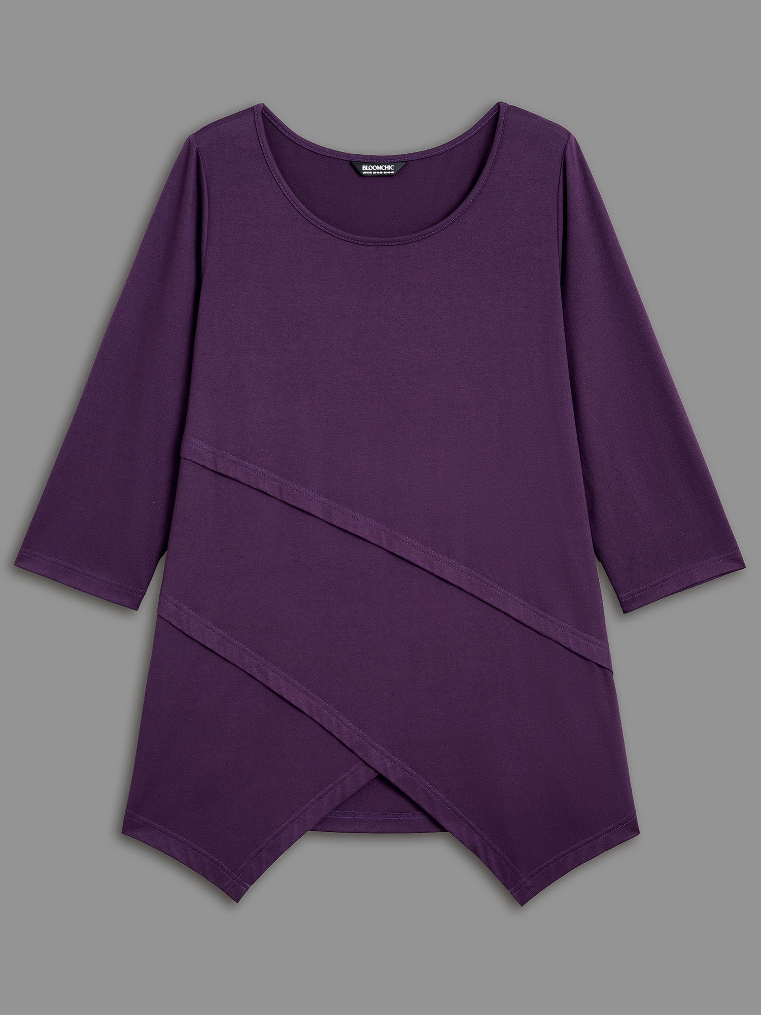 Asymmetrical Hem Overlap Long T-shirt