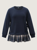 Plaid Pattern Layered Stretchy Sweatshirt