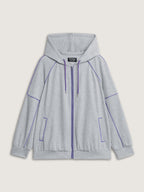 Color Contrast Drop Shoulder Hooded Jacket