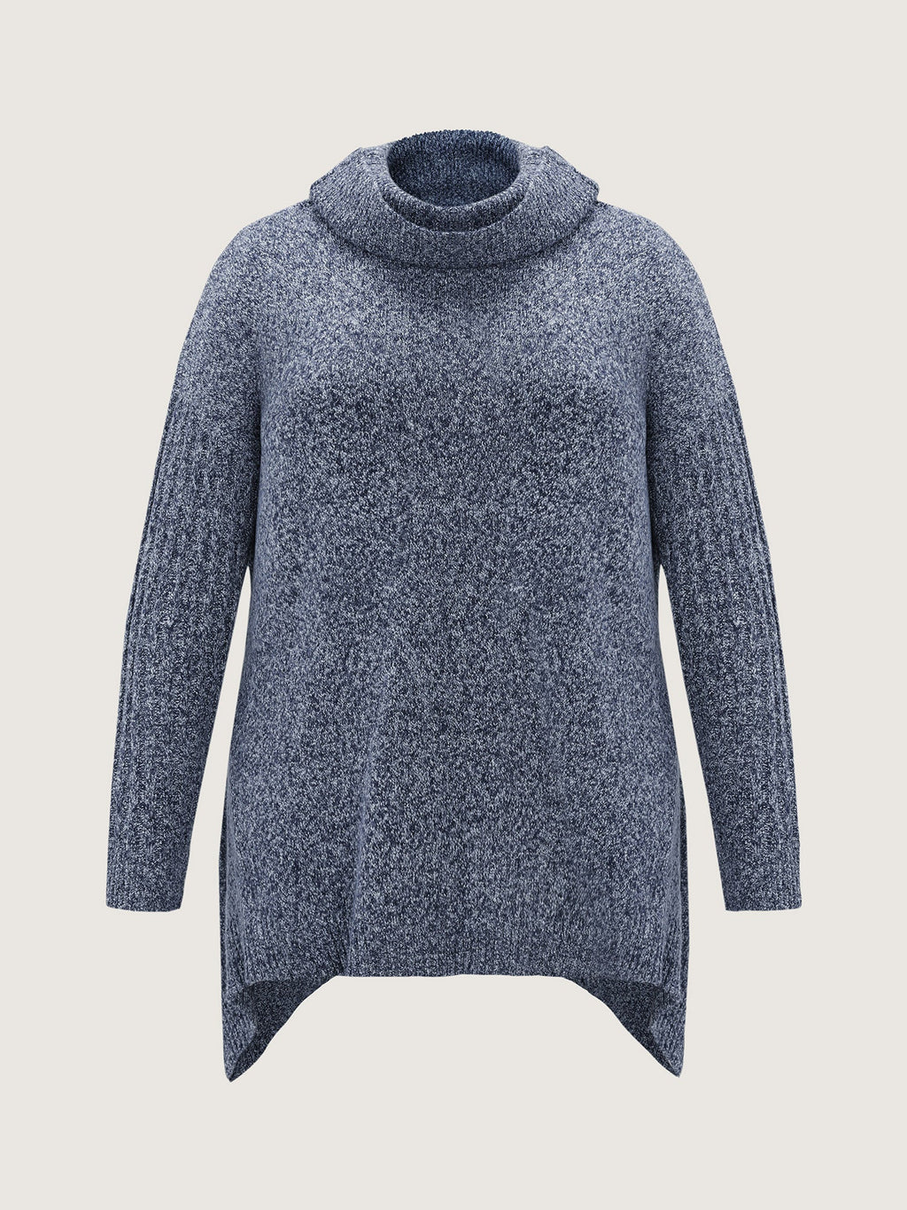 Stacked Turtleneck High-Low Hem Pullover