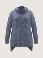 Stacked Turtleneck High-Low Hem Pullover