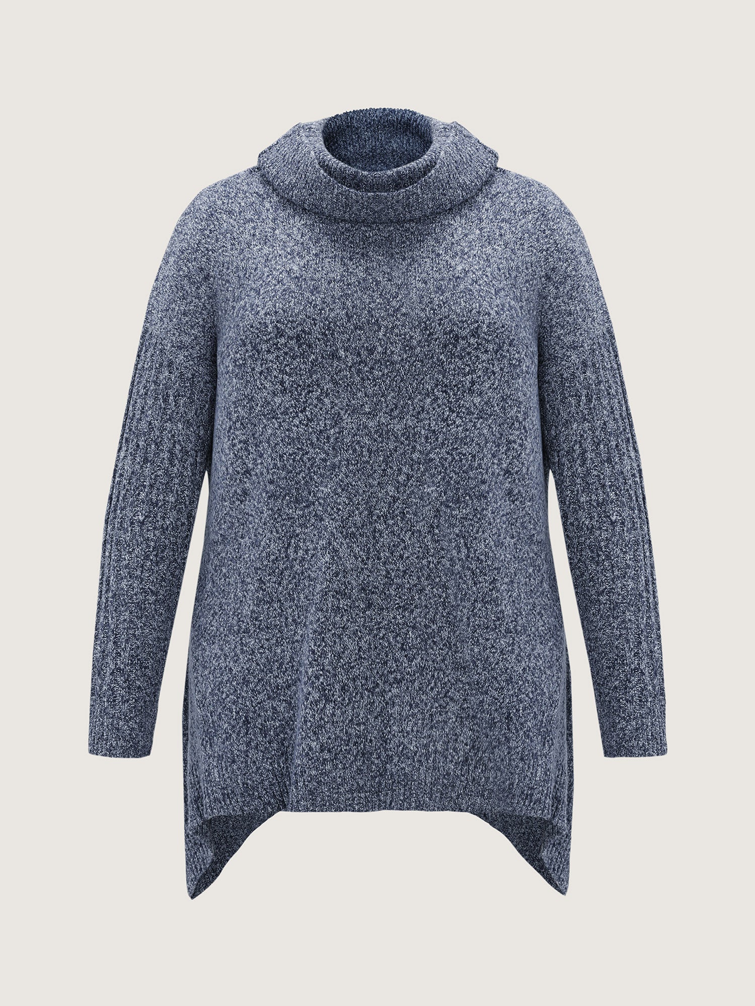 Stacked Turtleneck High-Low Hem Pullover