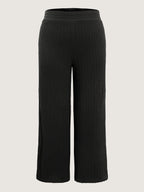 Stretchy Cable Knit Wide Leg Pants