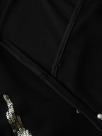 Sequin Embroidery Pleated Waist Midi Dress