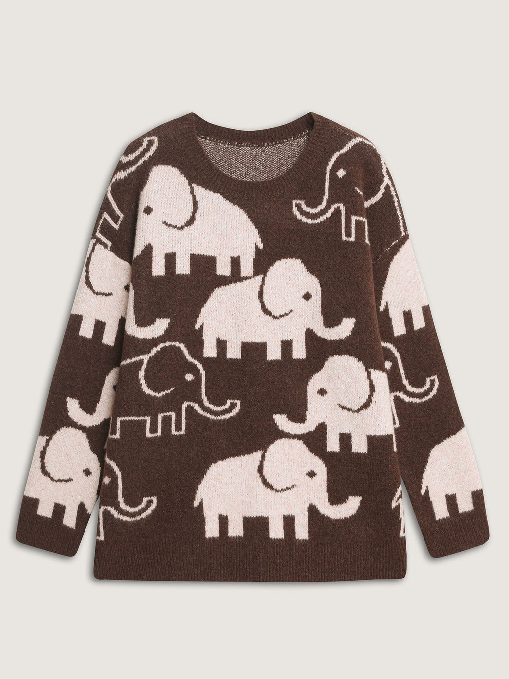 Elephant Pattern Jacquard Pullover