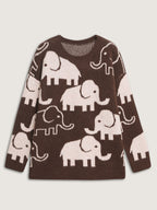 Elephant Pattern Jacquard Pullover