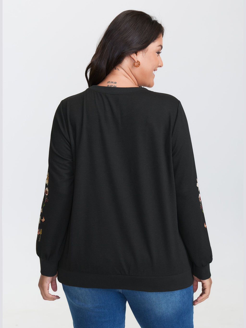 Floral Fun Stretchy Cuffs Sweatshirt