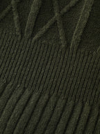 Zipper Front Fit and Flare Midi Sweater Dress